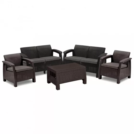 Corfu big m�anyag kerti b�tor garnit�ra szett barna meleg - taupe